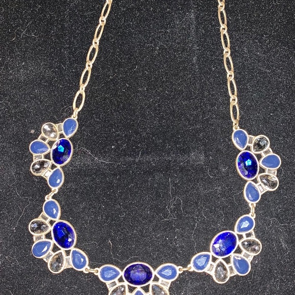 J Crew Blue and Rhinestone Statement Necklace - Picture 7 of 9